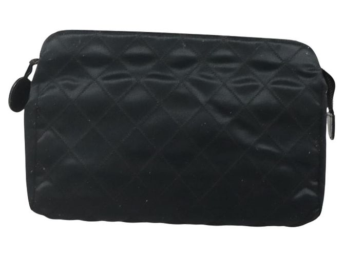 CHANEL Clutch Bicolore Satin Nero CC Auth 136693 - vista 13
