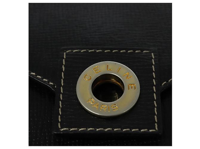 Céline Borsa a Spalla in Pelle Nera e Oro Auth 137436 Nero D'oro - vista 18