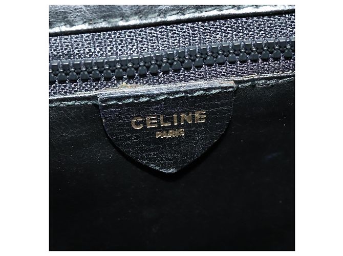 Céline Borsa a Spalla in Pelle Nera e Oro Auth 137436 Nero D'oro - vista 19
