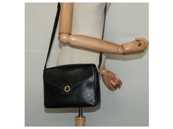 Céline Borsa a Spalla in Pelle Nera e Oro Auth 137436 Nero D'oro - vista 22