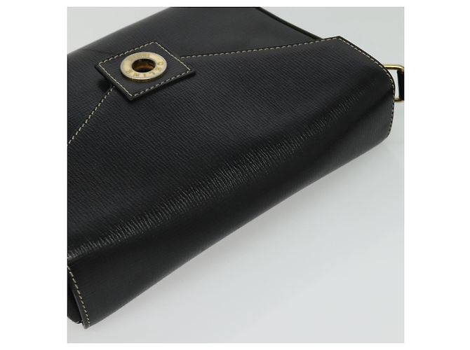 Céline Borsa a Spalla in Pelle Nera e Oro Auth 137436 Nero D'oro - vista 6