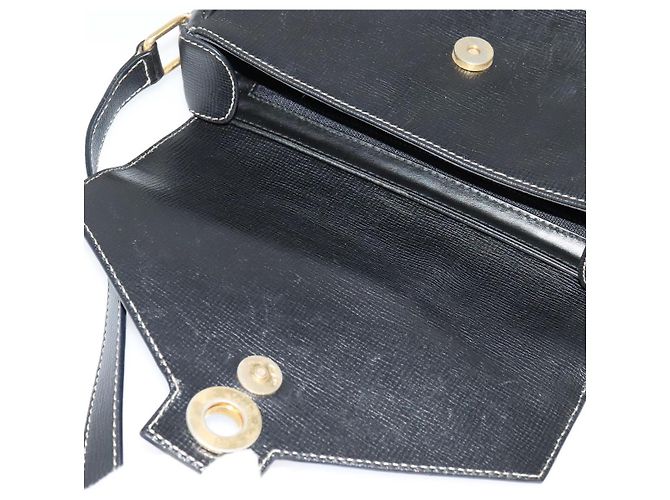 Céline Borsa a Spalla in Pelle Nera e Oro Auth 137436 Nero D'oro - vista 9