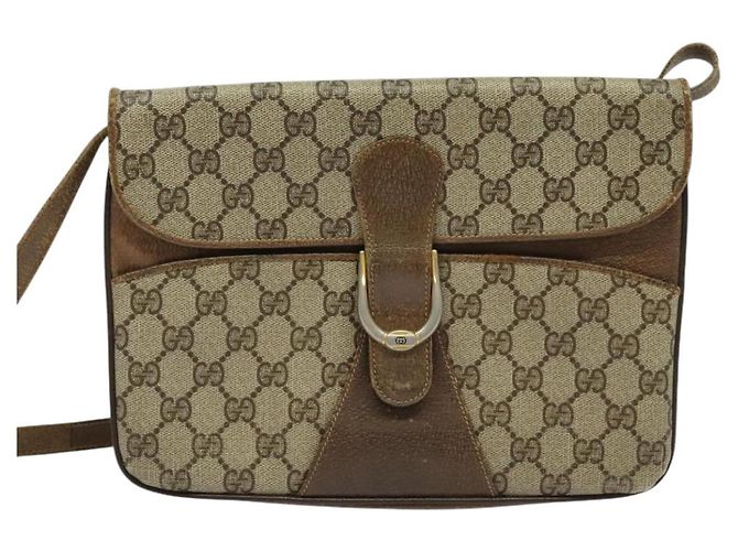 Gucci Borsa a Spalla GG Supreme PVC Beige Oro Auth BA4262 D'oro - vista 13
