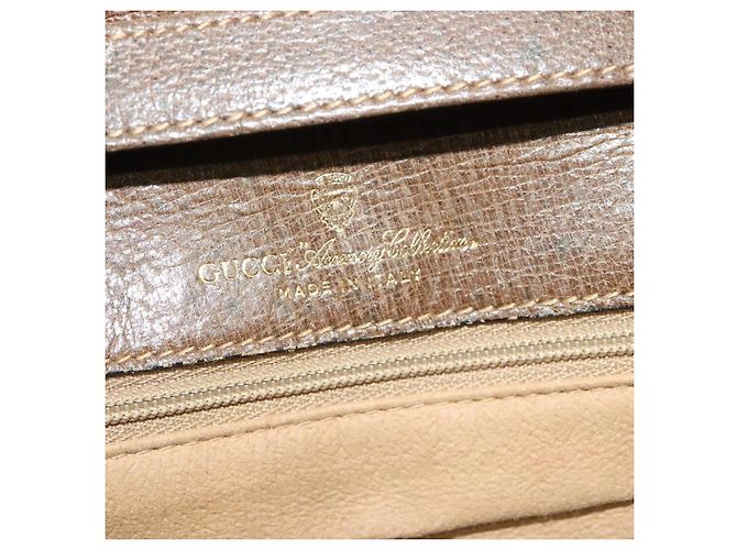 Gucci Borsa a Spalla GG Supreme PVC Beige Oro Auth BA4262 D'oro - vista 18