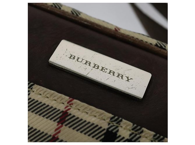 Borsa a Spalla Nova Check in Tela Beige e Argento di BURBERRY Auth bs28525 - vista 10