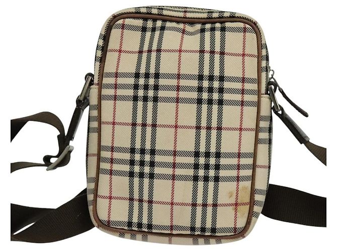 Borsa a Spalla Nova Check in Tela Beige e Argento di BURBERRY Auth bs28525 - vista 2