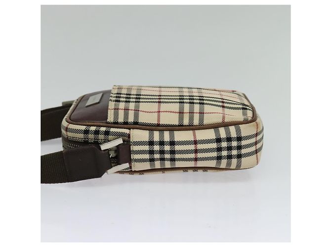 Borsa a Spalla Nova Check in Tela Beige e Argento di BURBERRY Auth bs28525 - vista 3