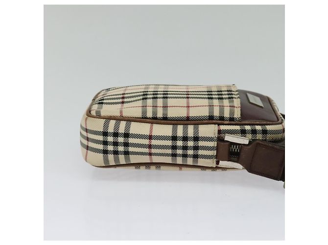 Borsa a Spalla Nova Check in Tela Beige e Argento di BURBERRY Auth bs28525 - vista 4
