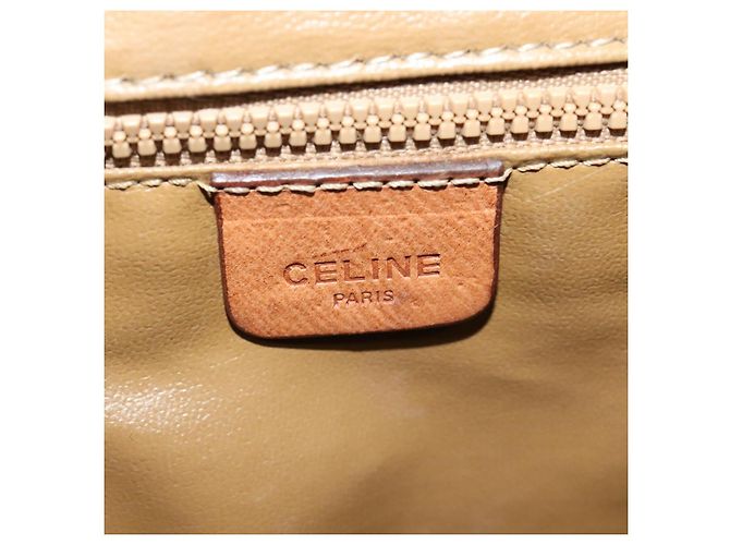 Céline Borsa a Spalla in Tela Macadam CELINE in Pelle PVC Marrone Oro Auth 137130 D'oro - vista 18