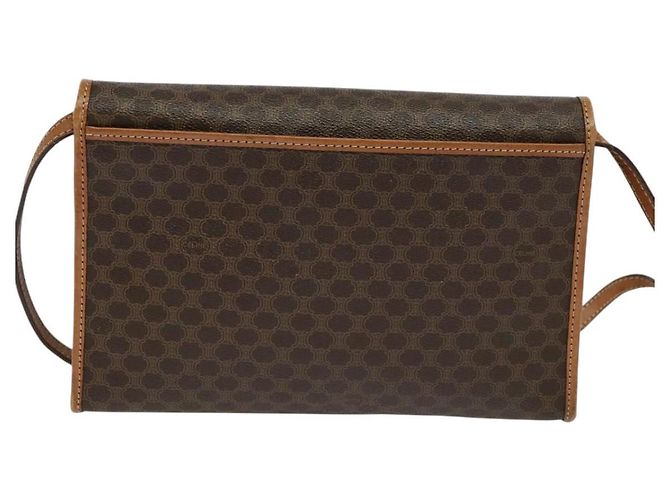 Céline Borsa a Spalla in Tela Macadam CELINE in Pelle PVC Marrone Oro Auth 137130 D'oro - vista 2