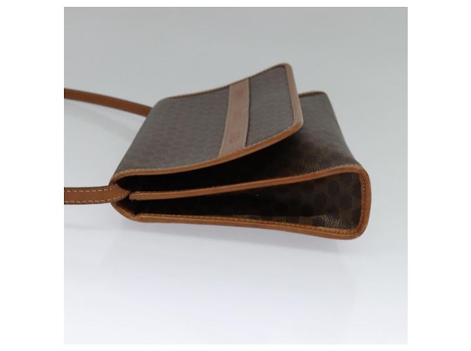 Céline Borsa a Spalla in Tela Macadam CELINE in Pelle PVC Marrone Oro Auth 137130 D'oro - vista 3