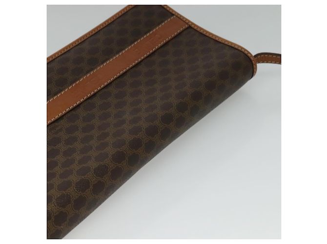 Céline Borsa a Spalla in Tela Macadam CELINE in Pelle PVC Marrone Oro Auth 137130 D'oro - vista 6