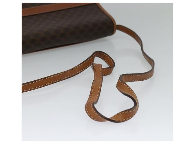 Céline Borsa a Spalla in Tela Macadam CELINE in Pelle PVC Marrone Oro Auth 137130 D'oro - vista 7