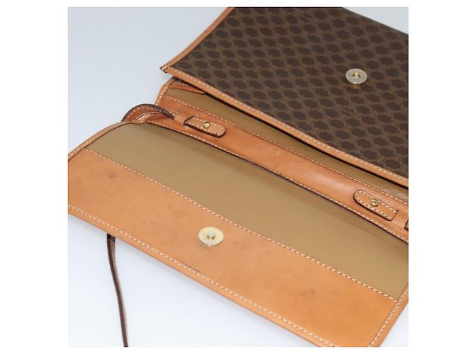 Céline Borsa a Spalla in Tela Macadam CELINE in Pelle PVC Marrone Oro Auth 137130 D'oro - vista 9