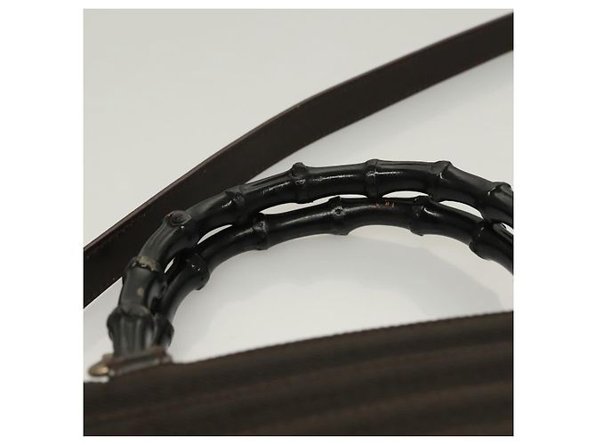 Bamboo Borsa a mano GUCCI in bambù nylon e pelle 2 in 1 marrone argento 000 1998 0588 Auth bs28273 - vista 14