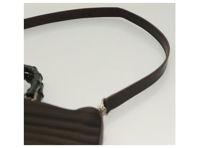 Bamboo Borsa a mano GUCCI in bambù nylon e pelle 2 in 1 marrone argento 000 1998 0588 Auth bs28273 - vista 15