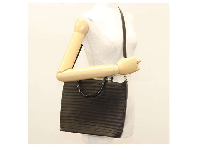 Bamboo Borsa a mano GUCCI in bambù nylon e pelle 2 in 1 marrone argento 000 1998 0588 Auth bs28273 - vista 23
