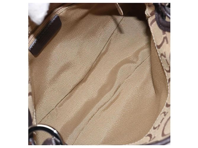 Borsa a mano Gancini in tela beige e argento di Salvatore Ferragamo Auth bs28514 - vista 11