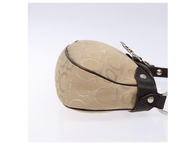 Borsa a mano Gancini in tela beige e argento di Salvatore Ferragamo Auth bs28514 - vista 3