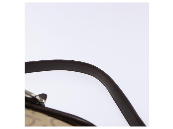 Borsa a mano Gancini in tela beige e argento di Salvatore Ferragamo Auth bs28514 - vista 8
