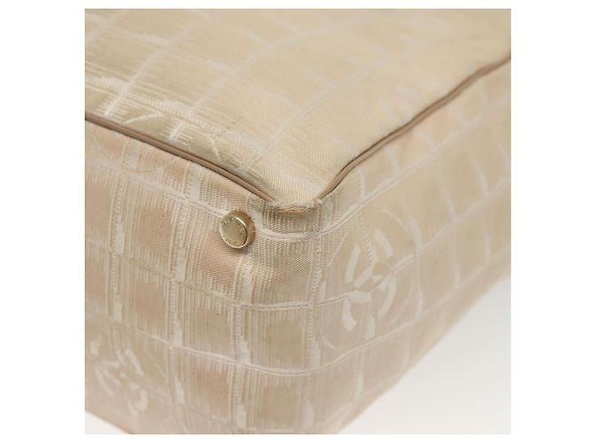 CHANEL Nuova Borsa Tote da Viaggio Nylon Beige Oro CC Auth ti3357 D'oro - vista 14