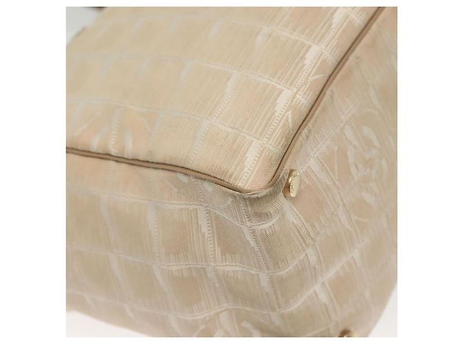 CHANEL Nuova Borsa Tote da Viaggio Nylon Beige Oro CC Auth ti3357 D'oro - vista 15
