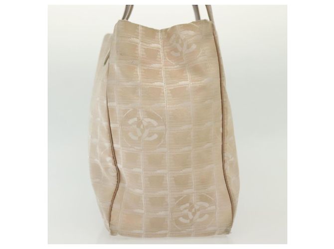 CHANEL Nuova Borsa Tote da Viaggio Nylon Beige Oro CC Auth ti3357 D'oro - vista 4