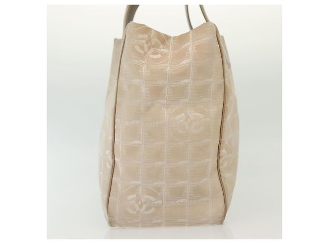 CHANEL Nuova Borsa Tote da Viaggio Nylon Beige Oro CC Auth ti3357 D'oro - vista 5