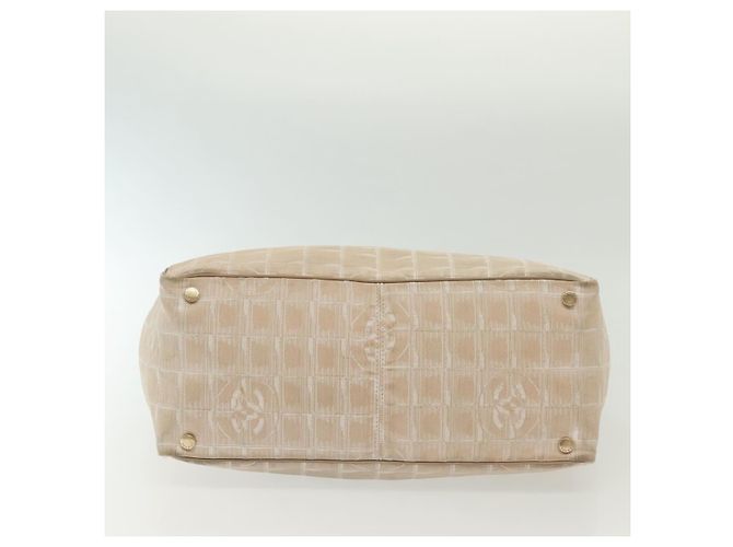 CHANEL Nuova Borsa Tote da Viaggio Nylon Beige Oro CC Auth ti3357 D'oro - vista 6