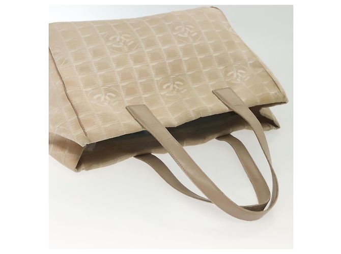 CHANEL Nuova Borsa Tote da Viaggio Nylon Beige Oro CC Auth ti3357 D'oro - vista 7