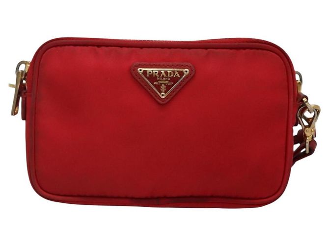 Borsa a Spalla PRADA Nylon Rossa Oro Auth 136649 Rosso D'oro - vista 13