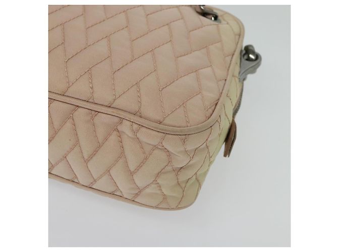 PRADA Bolsa de Ombro com Corrente Nylon 2em1 Rosa Prata Auth 129644 - vista 15