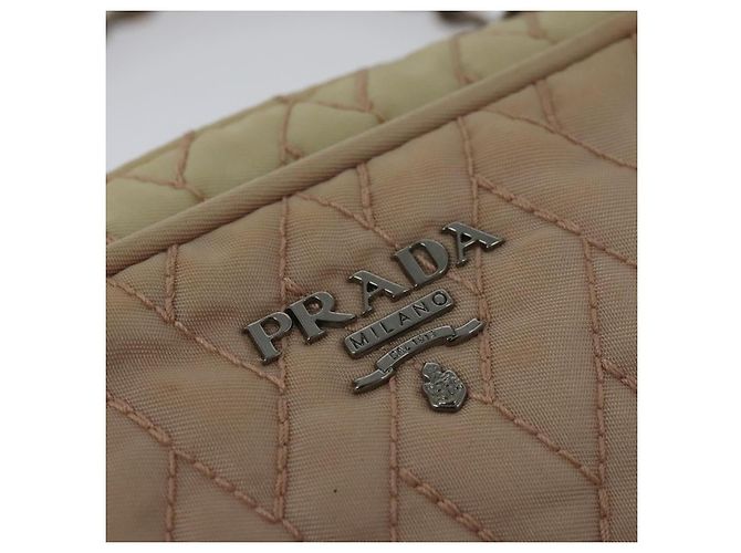 PRADA Bolsa de Ombro com Corrente Nylon 2em1 Rosa Prata Auth 129644 - vista 18