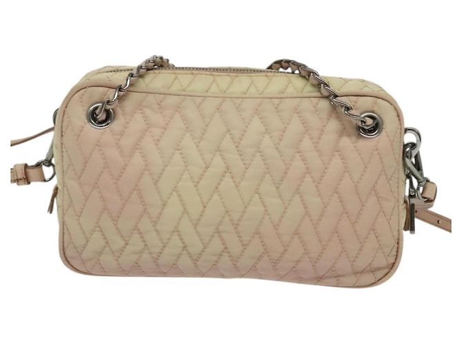 PRADA Bolsa de Ombro com Corrente Nylon 2em1 Rosa Prata Auth 129644 - vista 2