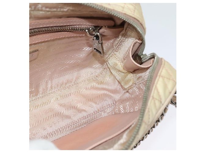 PRADA Bolsa de Ombro com Corrente Nylon 2em1 Rosa Prata Auth 129644 - vista 20