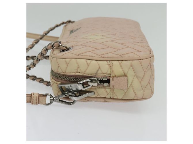 PRADA Bolsa de Ombro com Corrente Nylon 2em1 Rosa Prata Auth 129644 - vista 3