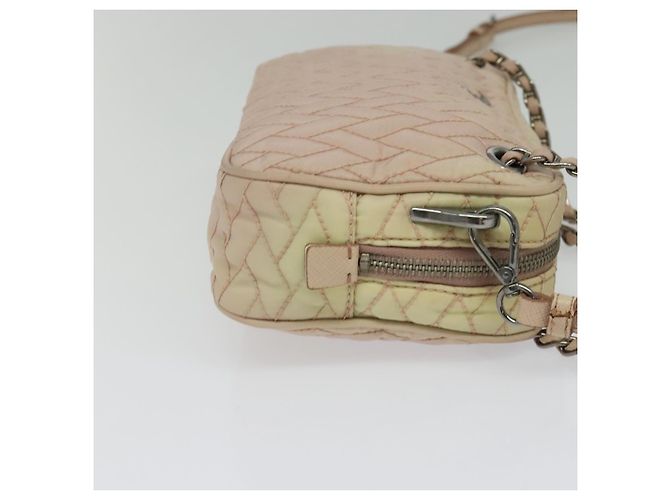 PRADA Bolsa de Ombro com Corrente Nylon 2em1 Rosa Prata Auth 129644 - vista 4