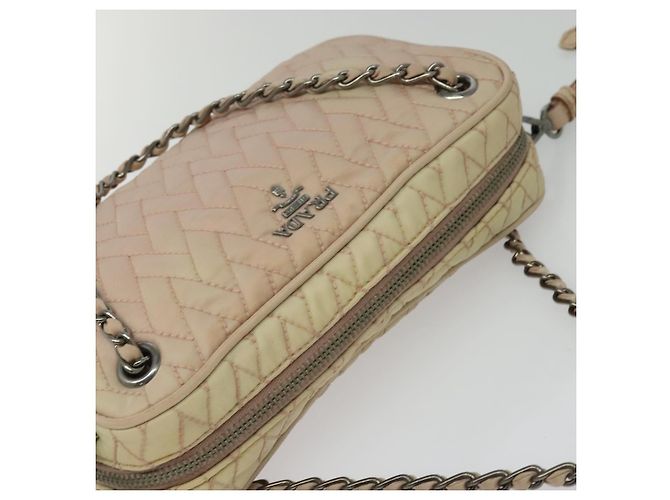 PRADA Bolsa de Ombro com Corrente Nylon 2em1 Rosa Prata Auth 129644 - vista 6