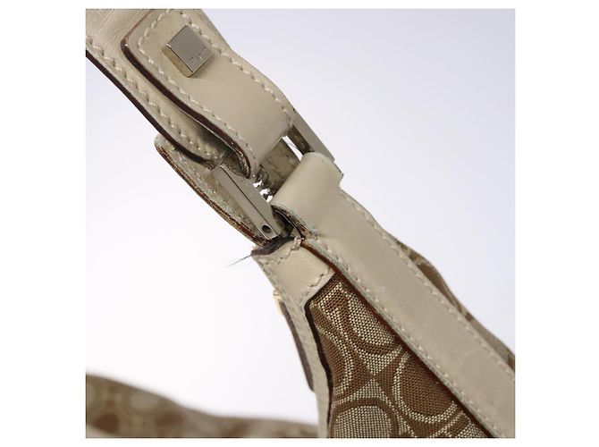 Borsa a Spalla Gancini Salvatore Ferragamo in Tela Beige Oro Auth 133373 - vista 10