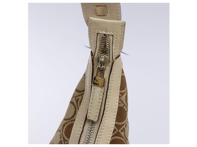 Borsa a Spalla Gancini Salvatore Ferragamo in Tela Beige Oro Auth 133373 - vista 18