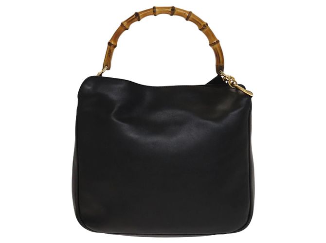 Borsa a mano in pelle Gucci Bamboo 2way Nera Oro 001 1638 Auth sw1242 Nero D'oro - vista 13