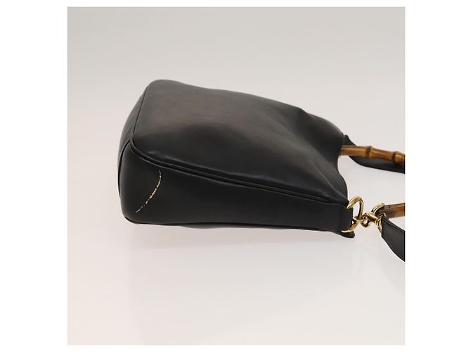 Borsa a mano in pelle Gucci Bamboo 2way Nera Oro 001 1638 Auth sw1242 Nero D'oro - vista 3