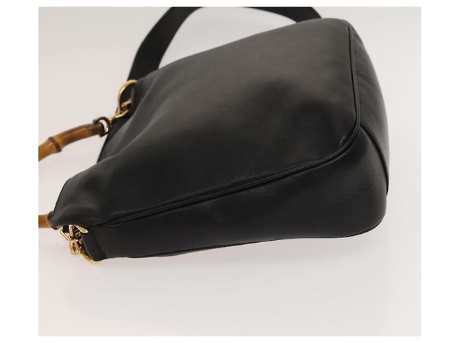 Borsa a mano in pelle Gucci Bamboo 2way Nera Oro 001 1638 Auth sw1242 Nero D'oro - vista 5