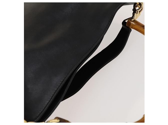 Borsa a mano in pelle Gucci Bamboo 2way Nera Oro 001 1638 Auth sw1242 Nero D'oro - vista 7