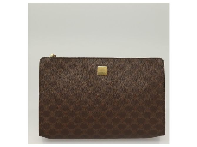 Céline CELINE Macadam Canvas Pouch Clutch Bag 2 Set Brown Auth yk18950 Castaño - vista 11