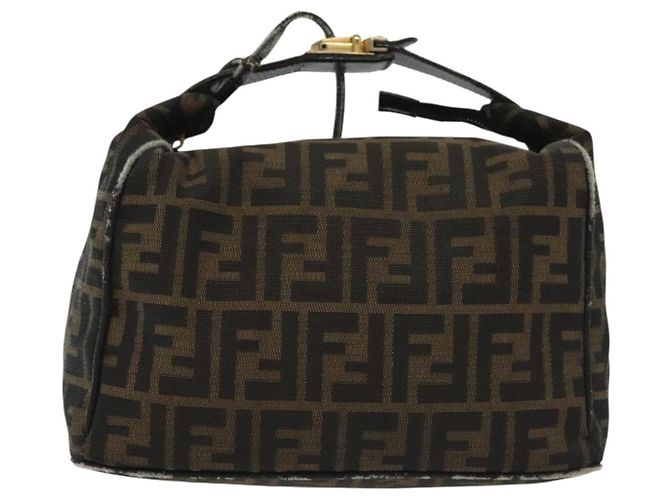 FENDI Zucca Canvas Kosmetiktasche Schwarz Braun Auth 136971 - Ansicht 13