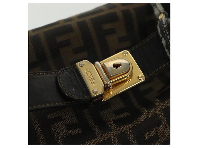 FENDI Zucca Canvas Kosmetiktasche Schwarz Braun Auth 136971 - Ansicht 19