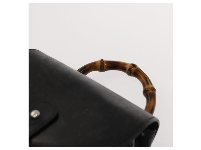Bamboo Sac à dos en bambou GUCCI Émail Noir Argent 003 2034 0030 Auth 135553 Argenté - vue 14