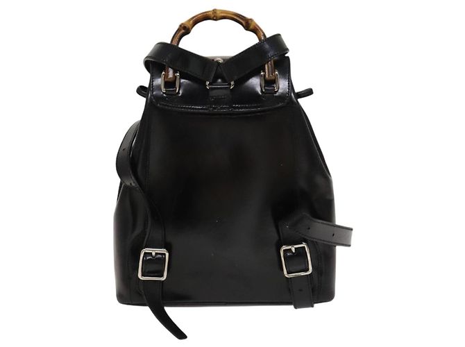 Bamboo Sac à dos en bambou GUCCI Émail Noir Argent 003 2034 0030 Auth 135553 Argenté - vue 2