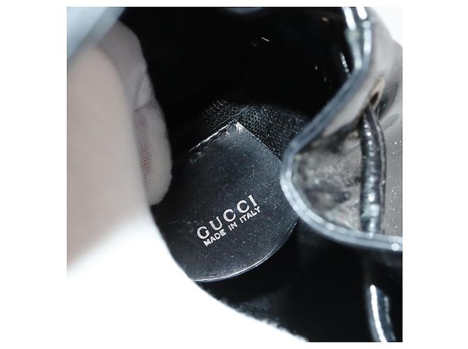 Bamboo Sac à dos en bambou GUCCI Émail Noir Argent 003 2034 0030 Auth 135553 Argenté - vue 23
